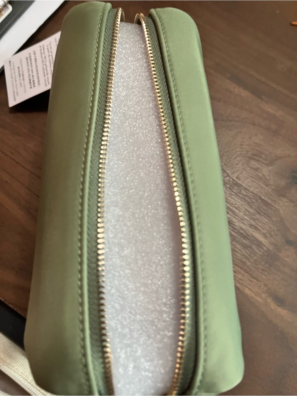 kate spade Olive Green Satin Clutch with Logo Plaque - Picture 2 of 4